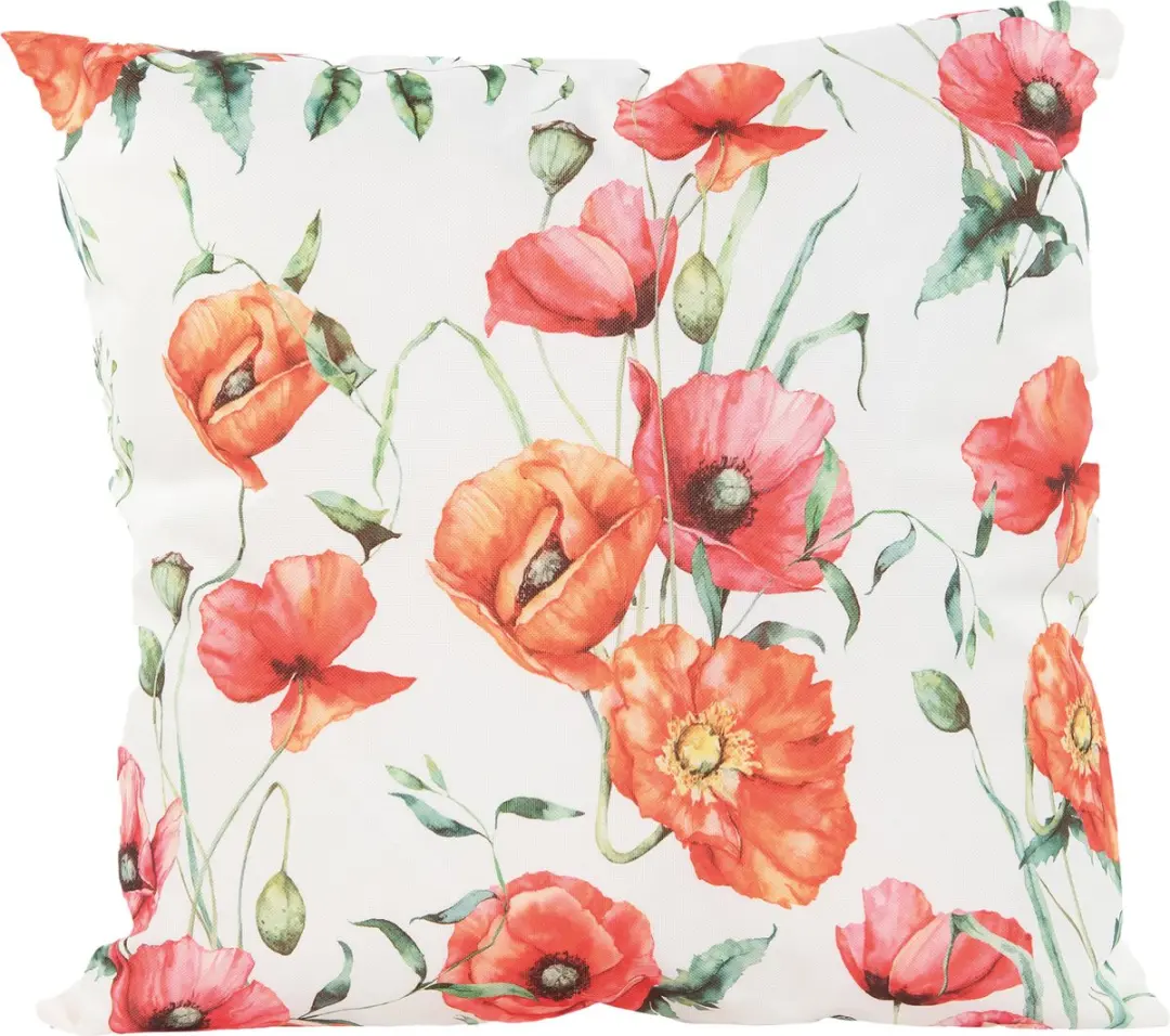 Anna's Collection Sierkussen Bloemenprint Wit 45x45cm - 2 Stuks