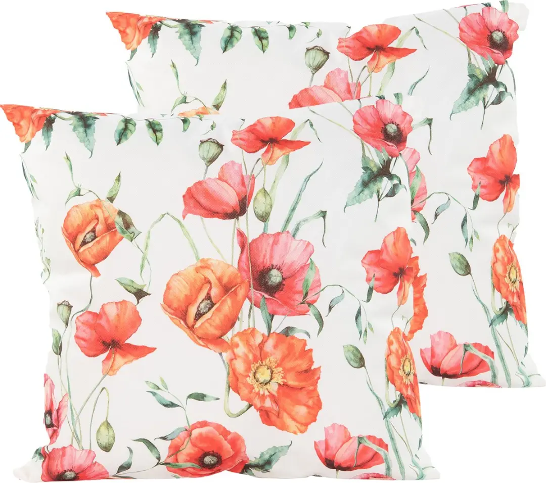 Anna's Collection Sierkussen Bloemenprint Wit 45x45cm