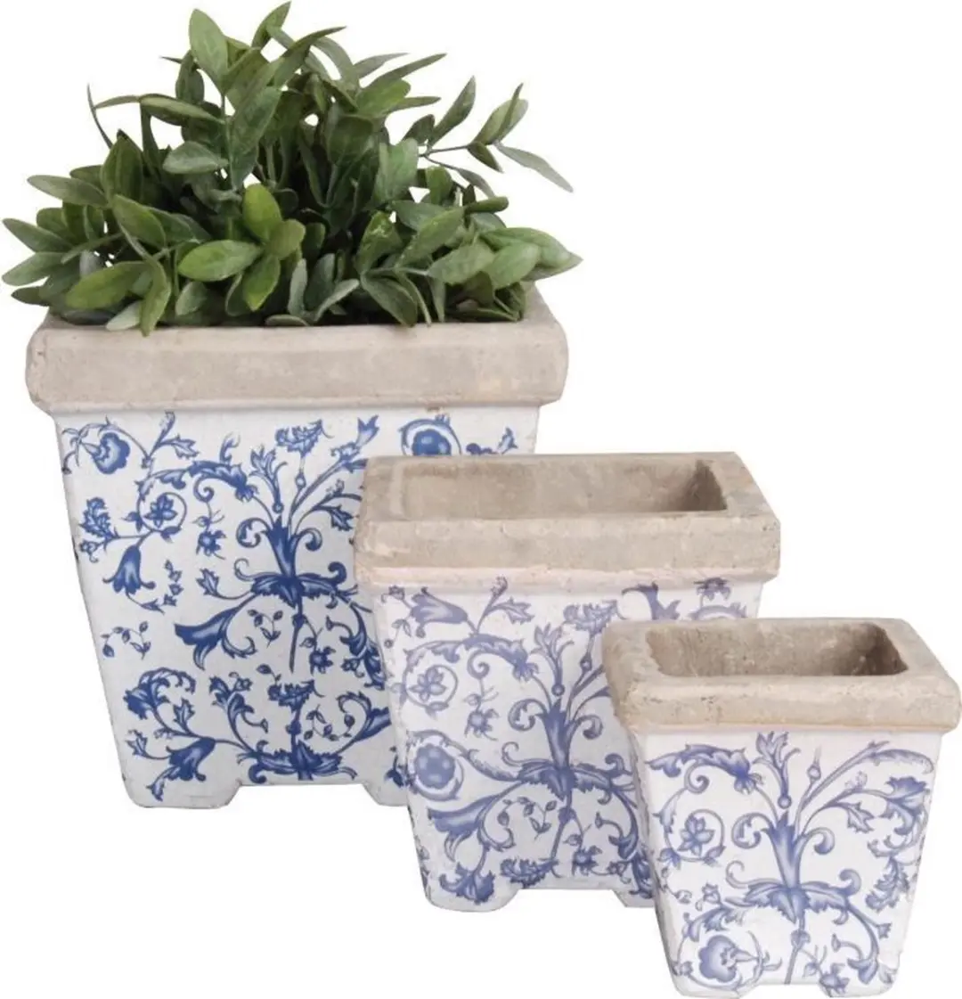 Esschert Design Keramiek Bloempot Set 3 Stuks