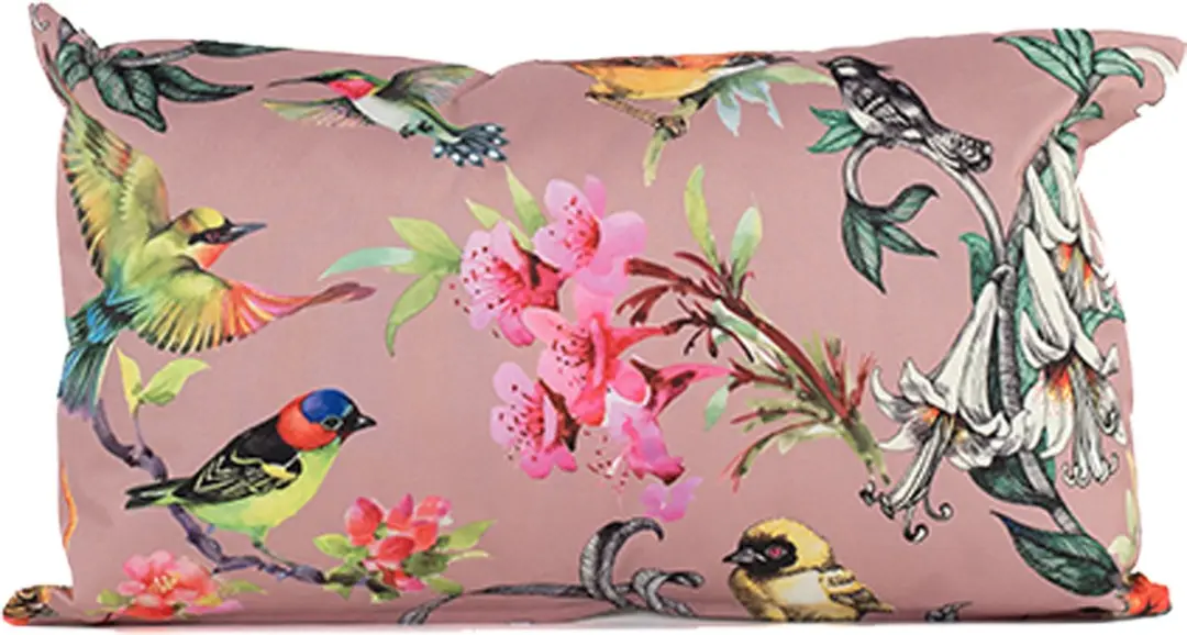 Anna's Collection Buitenkussen Bloem Roze 30x50cm - Water- en UV-bestendig