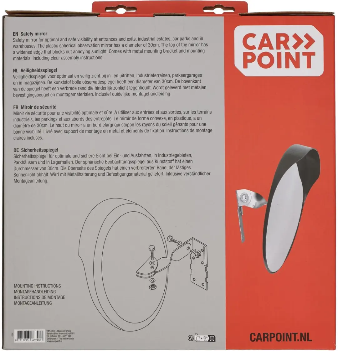 Carpoint Veiligheidsspiegel Ø30cm - Groen - Met beugel