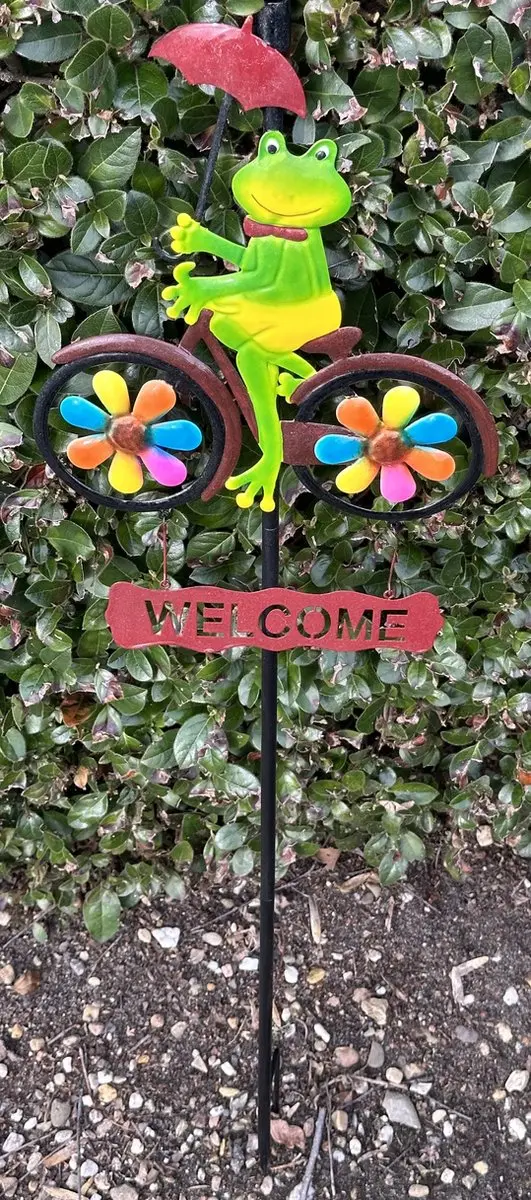 Impuls Tuinsteker Kikker op Fiets Decoratie