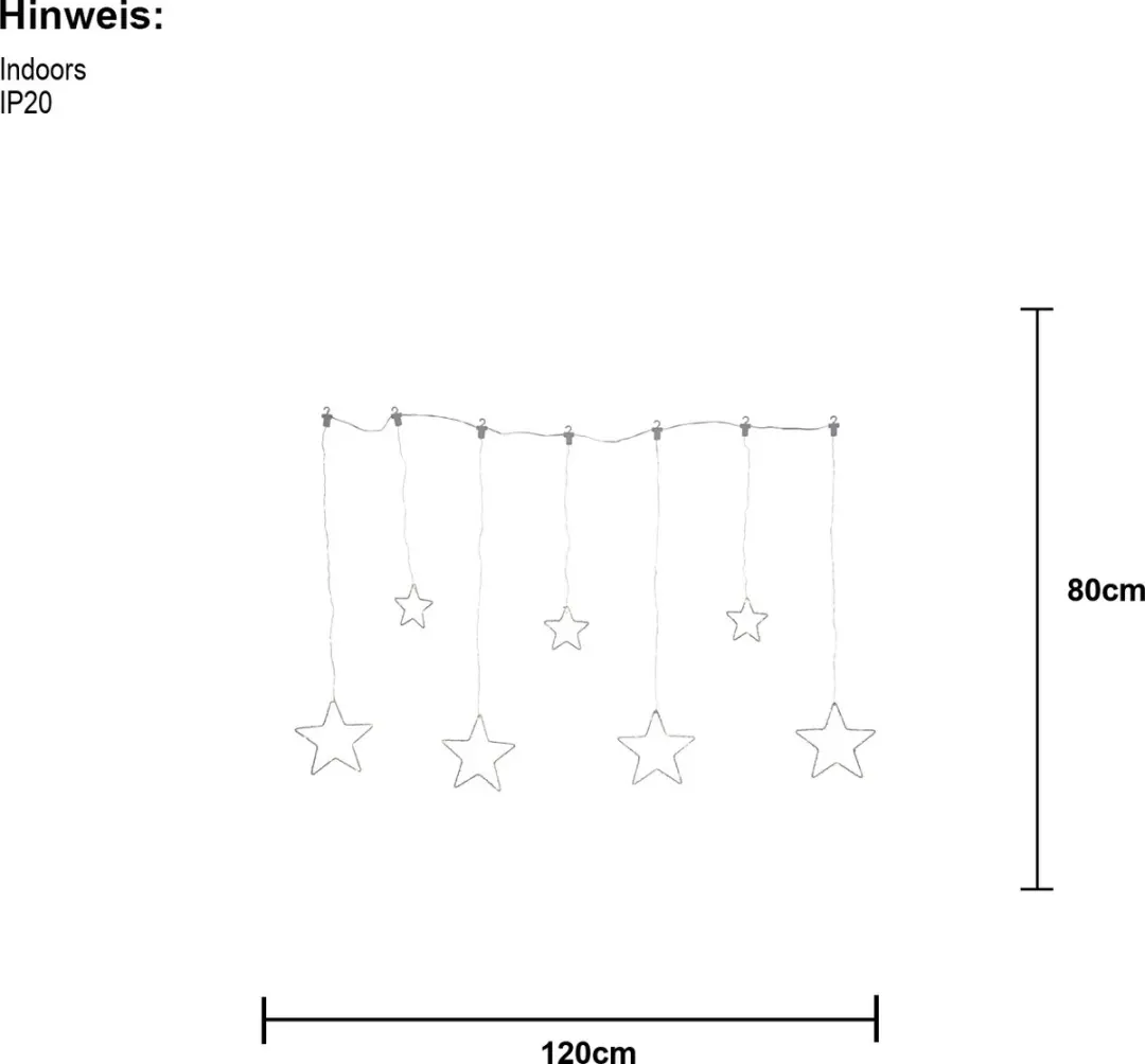Star Trading Dew Drop Stars Lichtgordijn 120cm - Warm wit