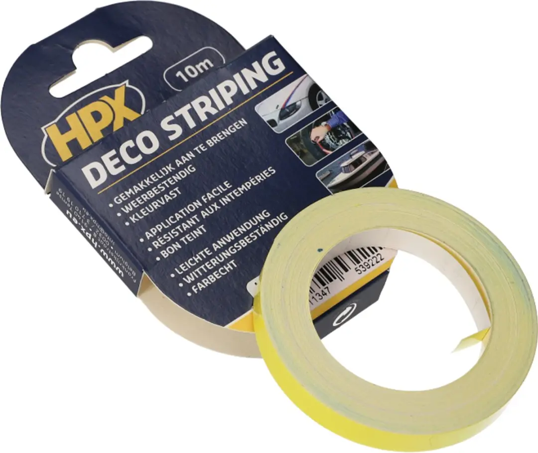 HPX zelfklevende deco striping - geel - 9 mm x 10 m