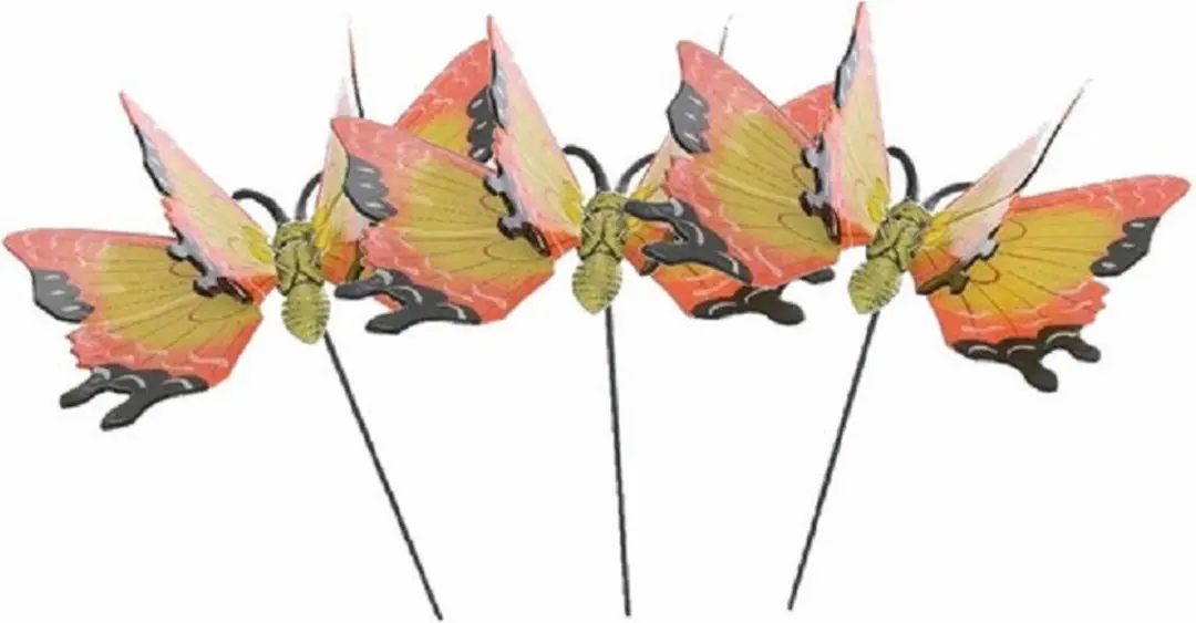Decoris Tuin Decor Vlinder op Stok - Geel - 12x70cm