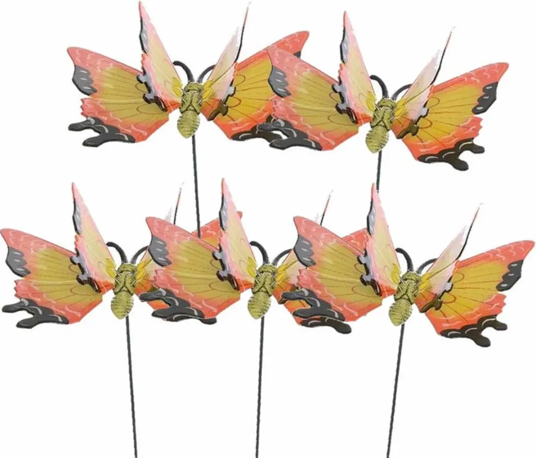 Decoris Tuin Decor Vlinder op Stok - Geel - 12x70cm