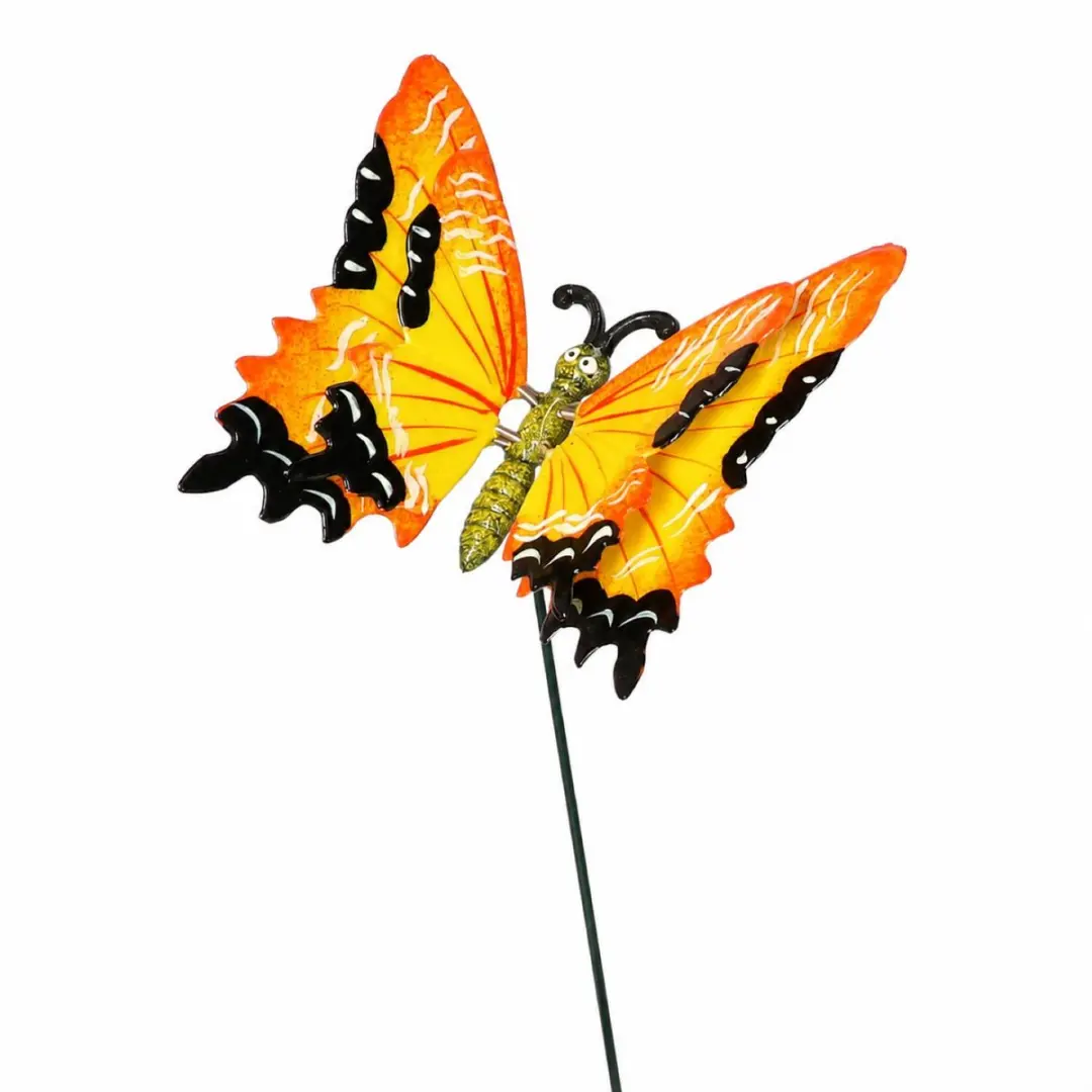 Decoris Tuin Decor Vlinder op Stok - Geel - 12x70cm