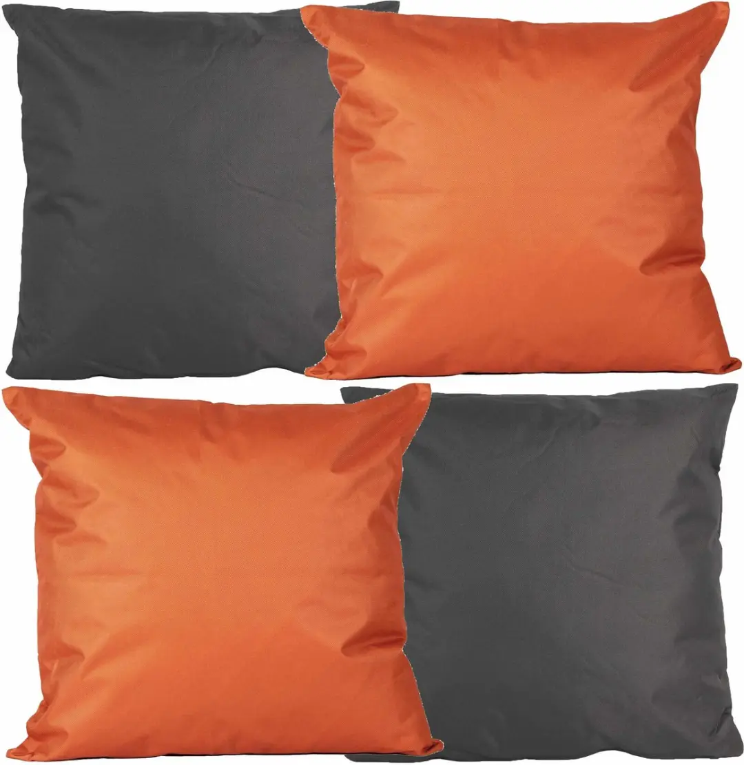 Anna's Collection Bankkussens 45x45cm - 4 Stuks - Grijs/Oranje