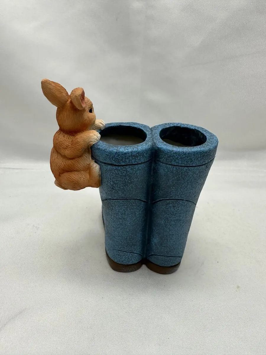 Impuls Tuindier Konijn Polyresin Blauw - 11x10x8cm