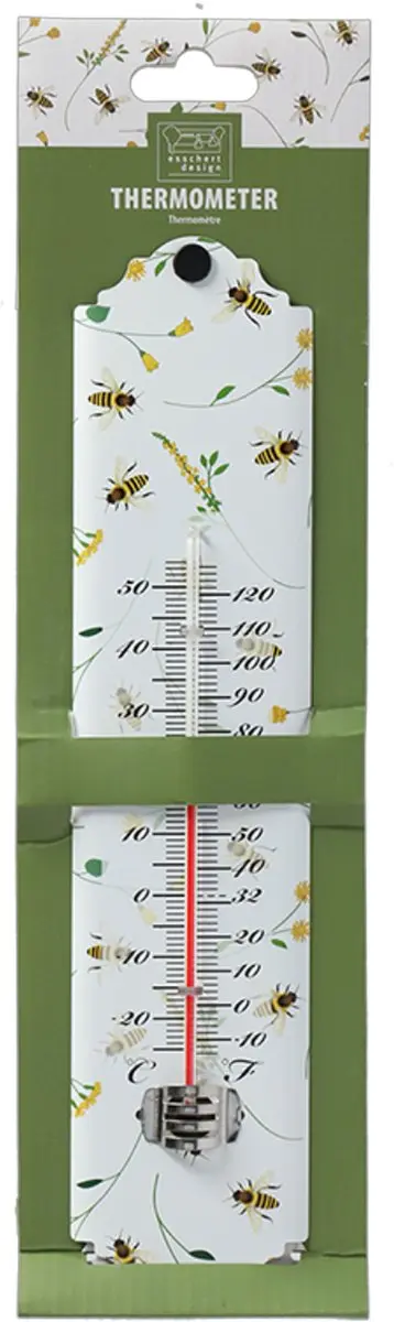 Esschert Design Binnen/Buiten Thermometer Bijenprint 30x7cm