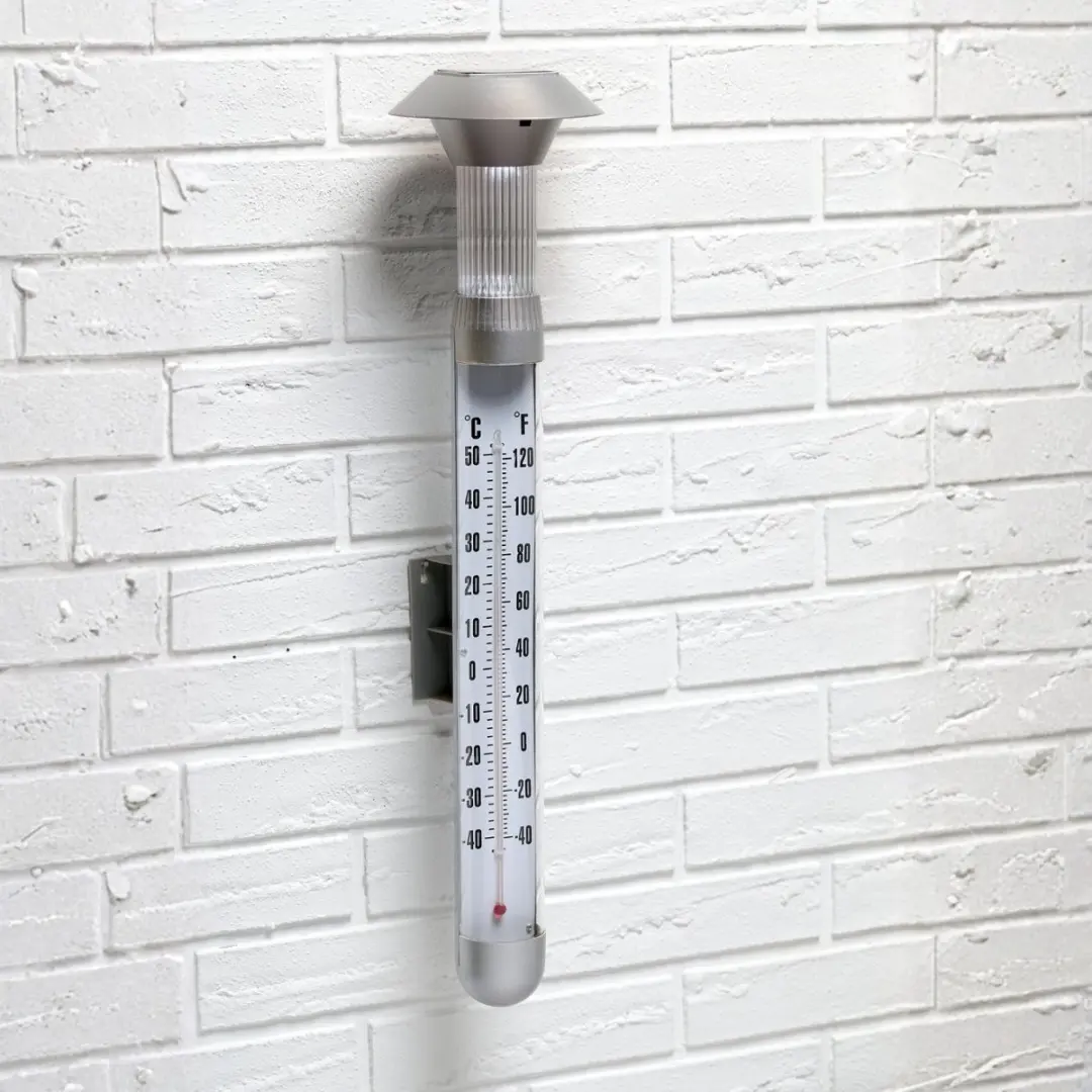 Grundig Tuin Thermometer 97cm - Solar Verlicht Zilver