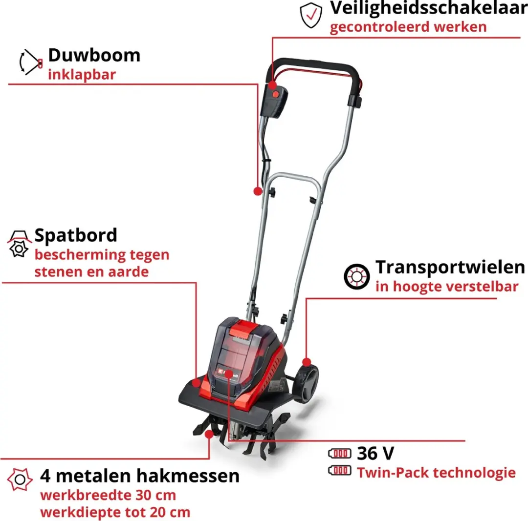 Einhell Accu Grondfrees GE-CR 30 Li Solo - 36V - 30cm