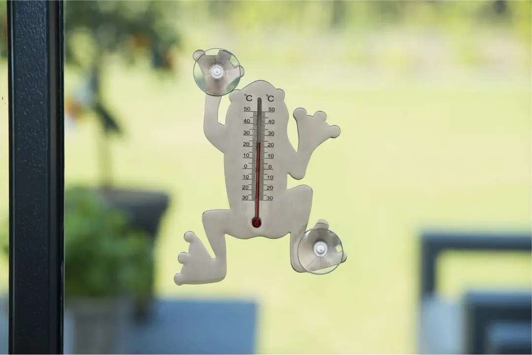Nature Binnen/Buiten Thermometer Grijs - 16cm - Zuignappen