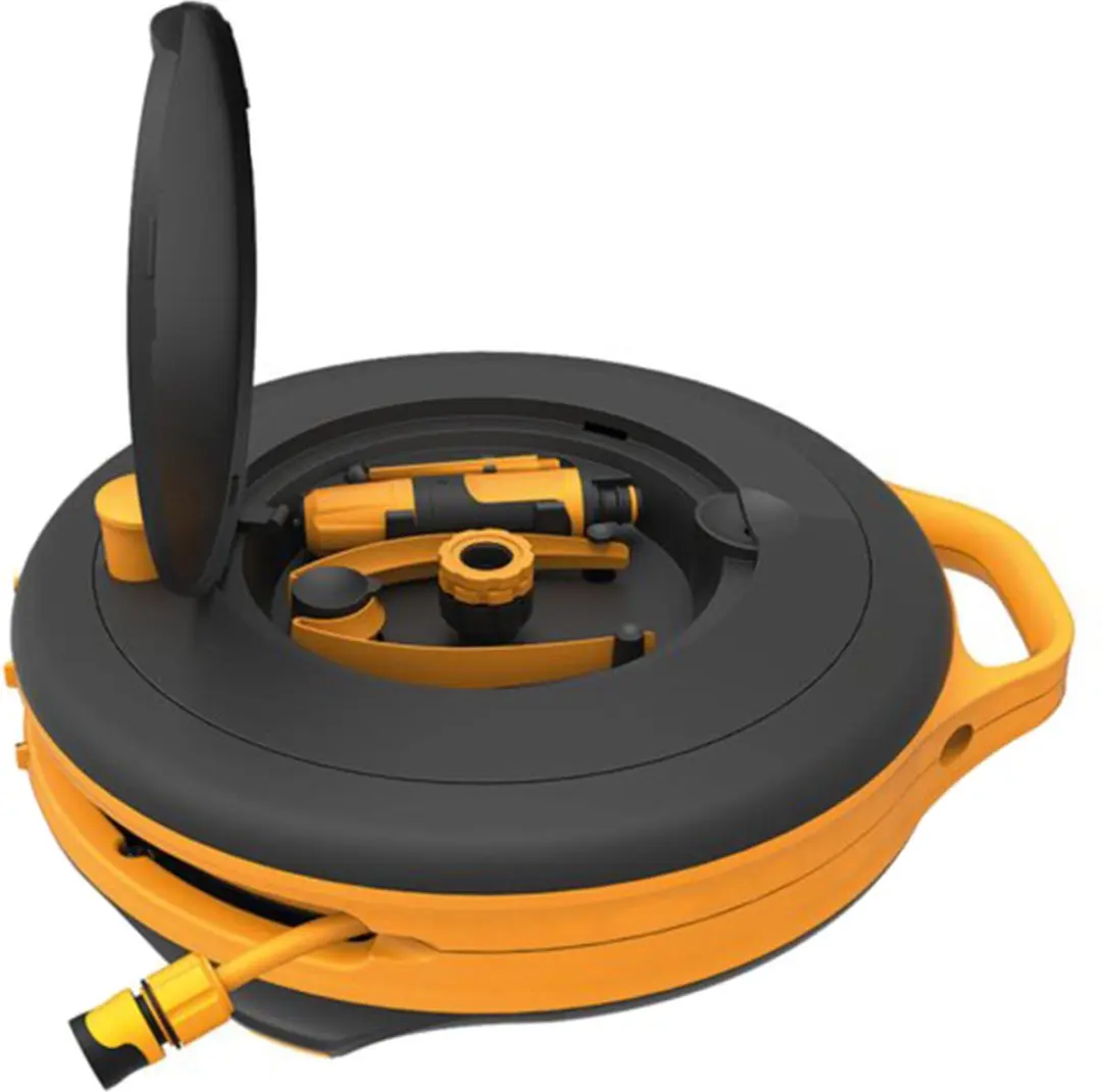 Fiskars Slanghaspel S 15m Wandbevestiging - Zwart Oranje