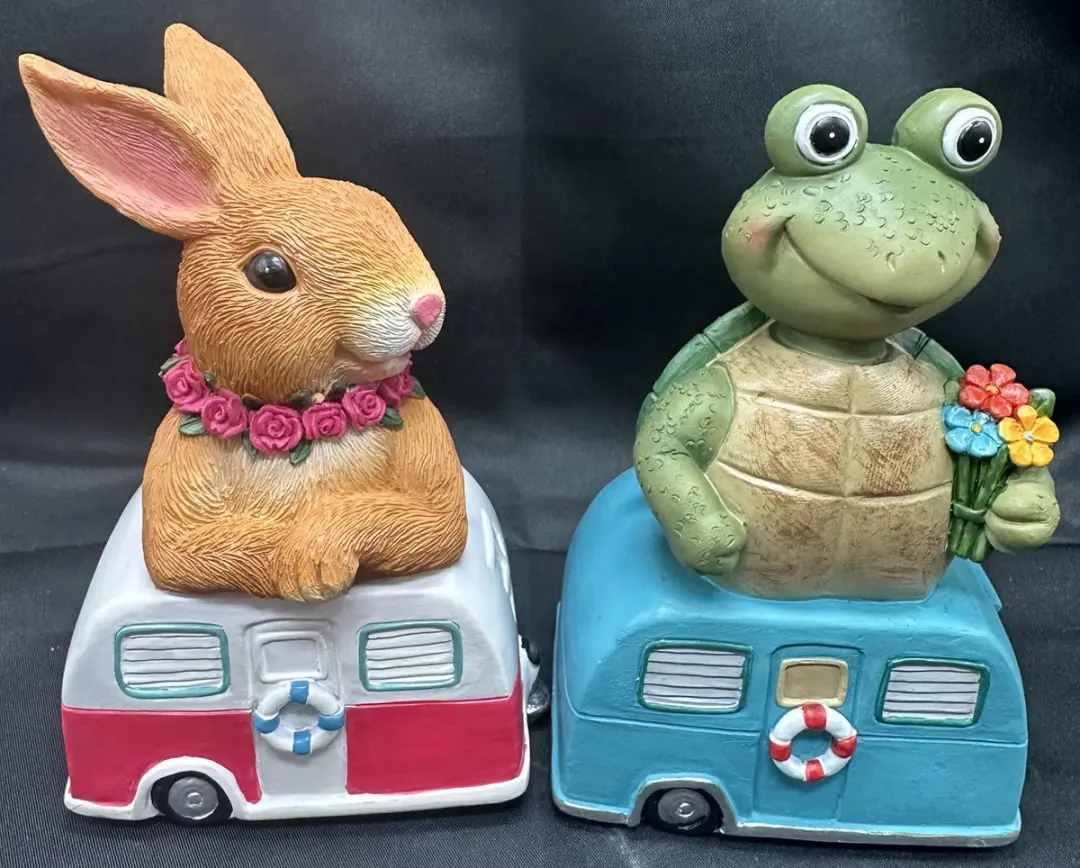 Impuls Tuindecoratie Konijn & Schildpad op Caravan