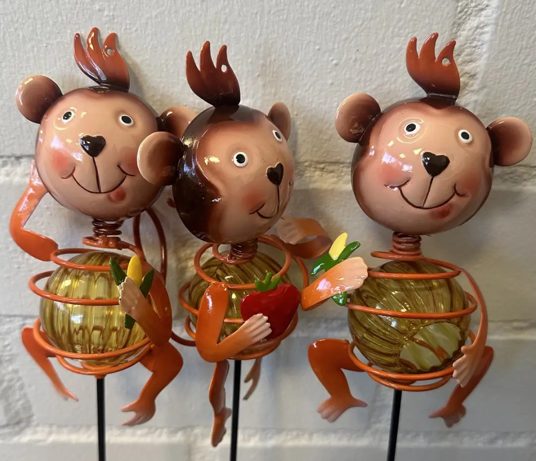 Impuls Tuinstekers Aapjes Meerkleurig - Set van 3