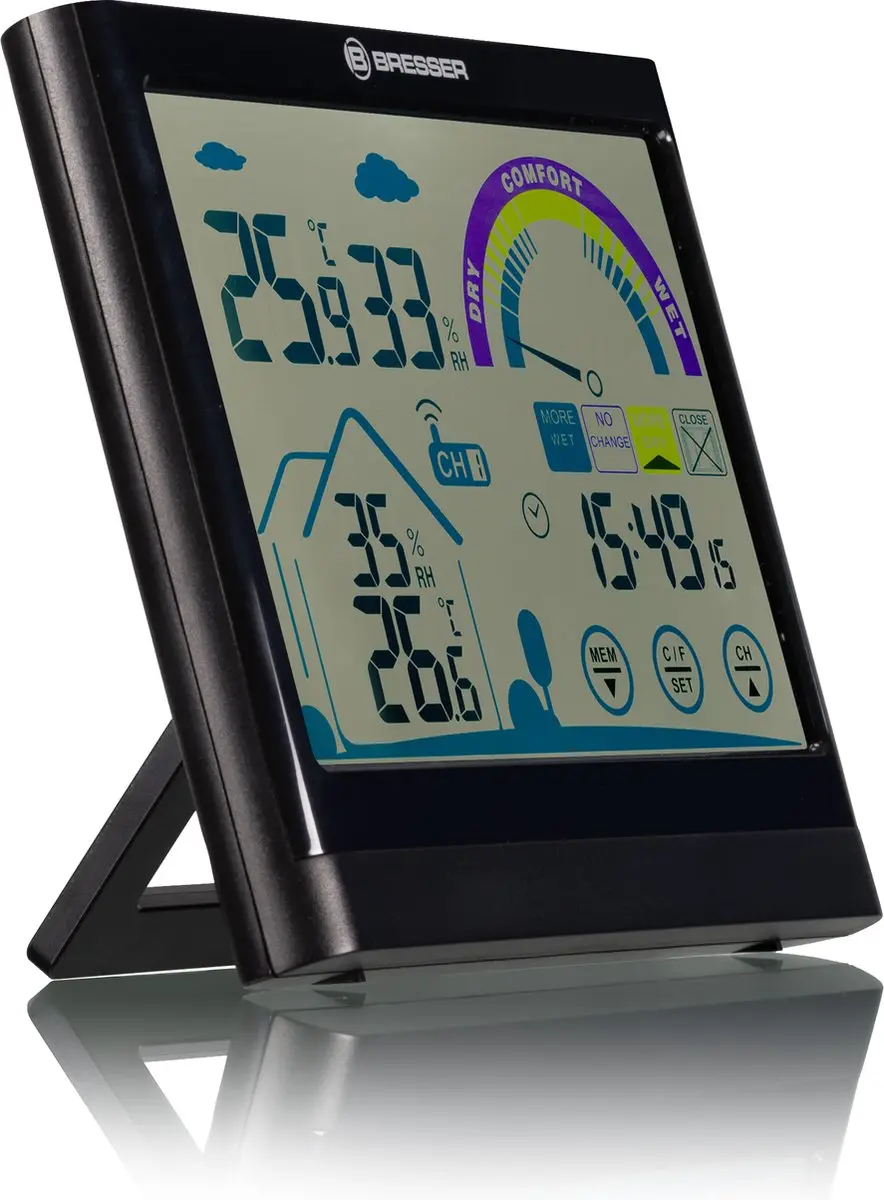 Bresser VentAir Thermo-Hygrometer Touchscreen - Buitensensor - Zwart