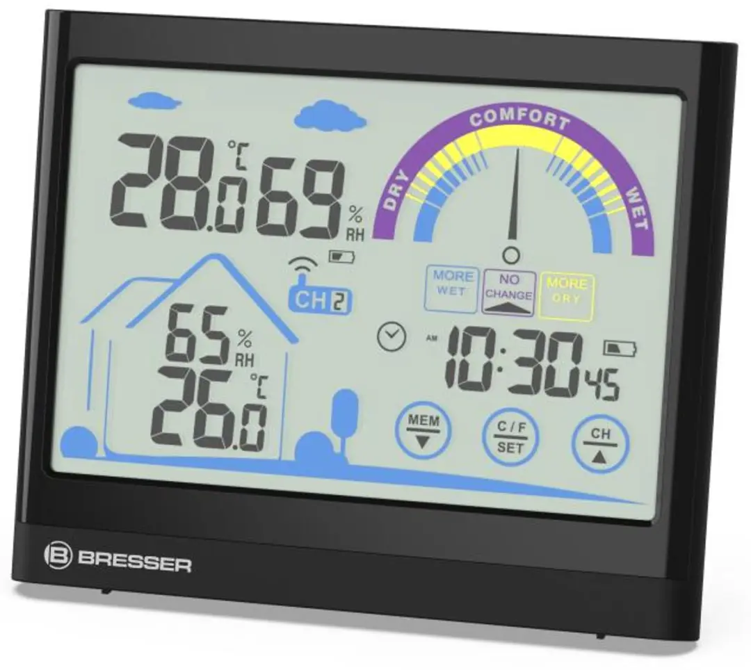 Bresser VentAir Thermo-Hygrometer Touchscreen - Buitensensor - Zwart