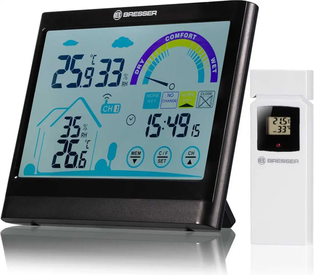 Bresser VentAir Thermo-Hygrometer Touchscreen - Buitensensor - Zwart