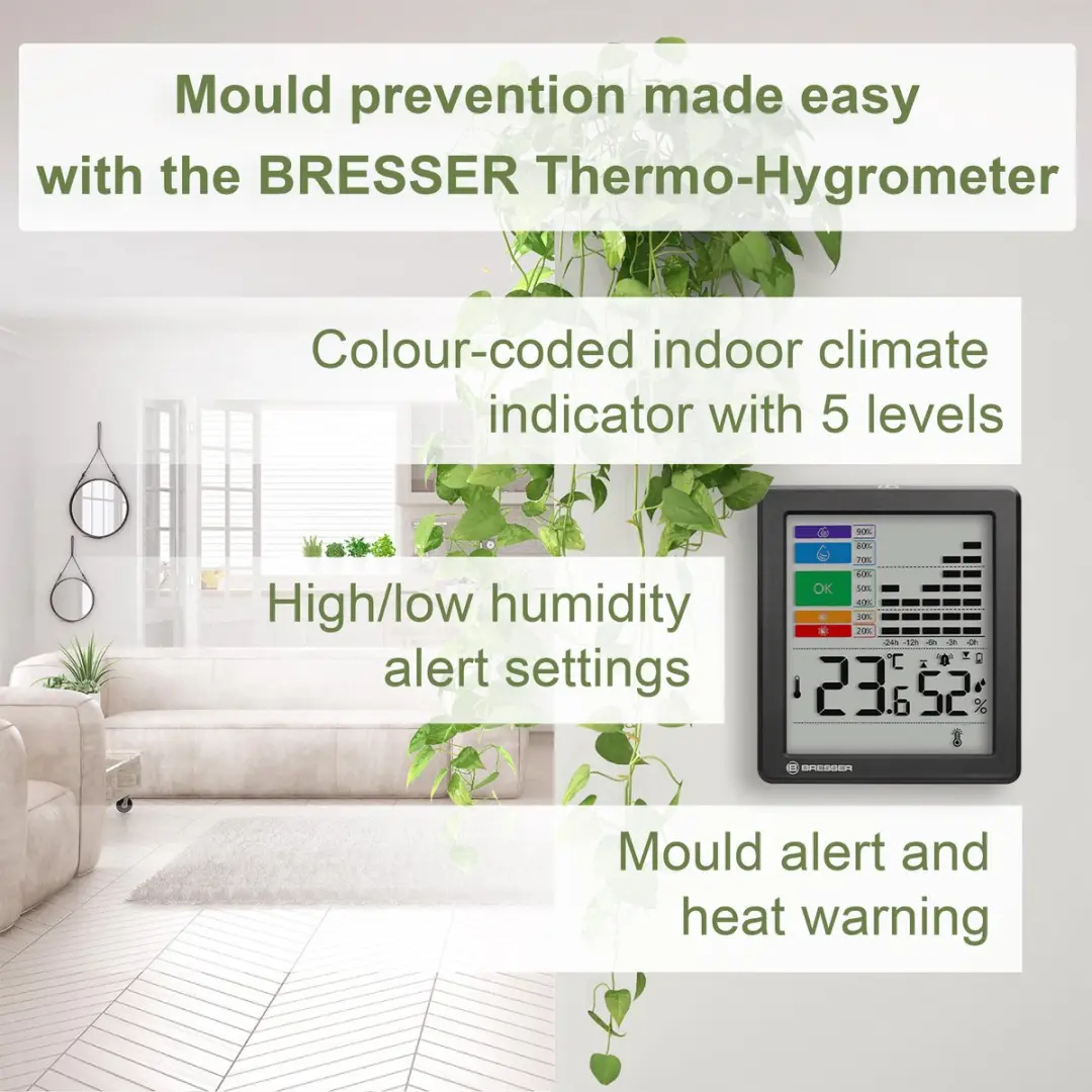 Bresser Thermo-Hygrometer - Schimmelalarm - Zwart - afbeelding 6 van 6