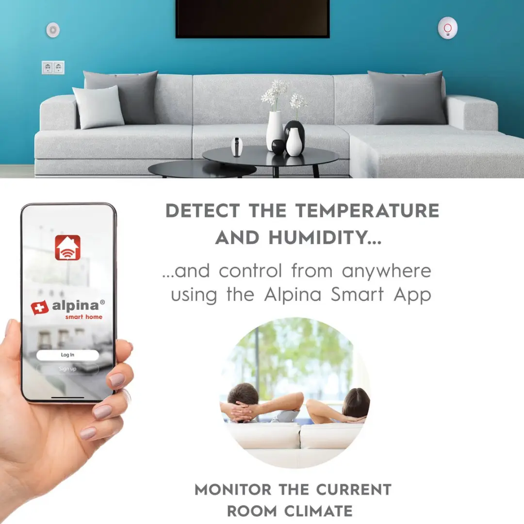 Alpina Smart Home Klimaatmeter - Thermometer Hygrometer Zigbee Wit
