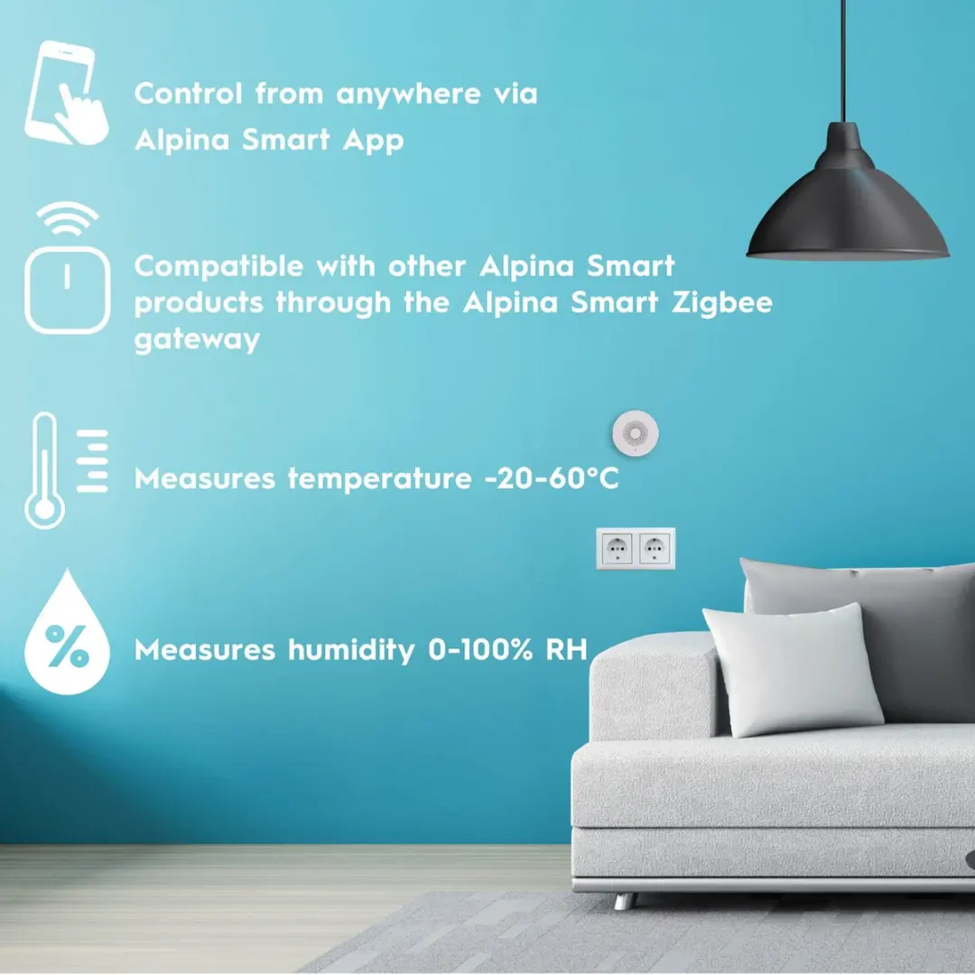 Alpina Smart Home Klimaatmeter - Thermometer Hygrometer Zigbee Wit