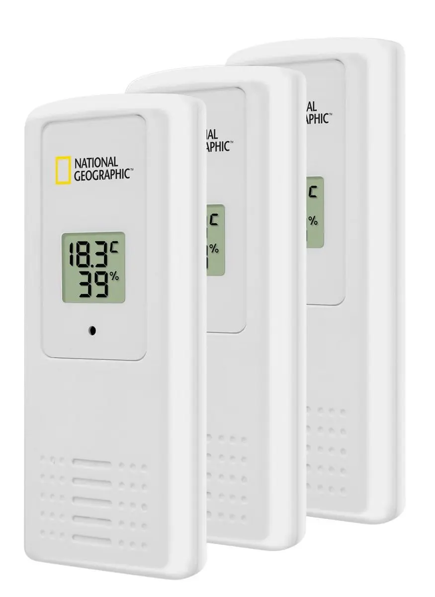 National Geographic Thermo- en Hygrometer - 4 Meetresultaten - Zwart