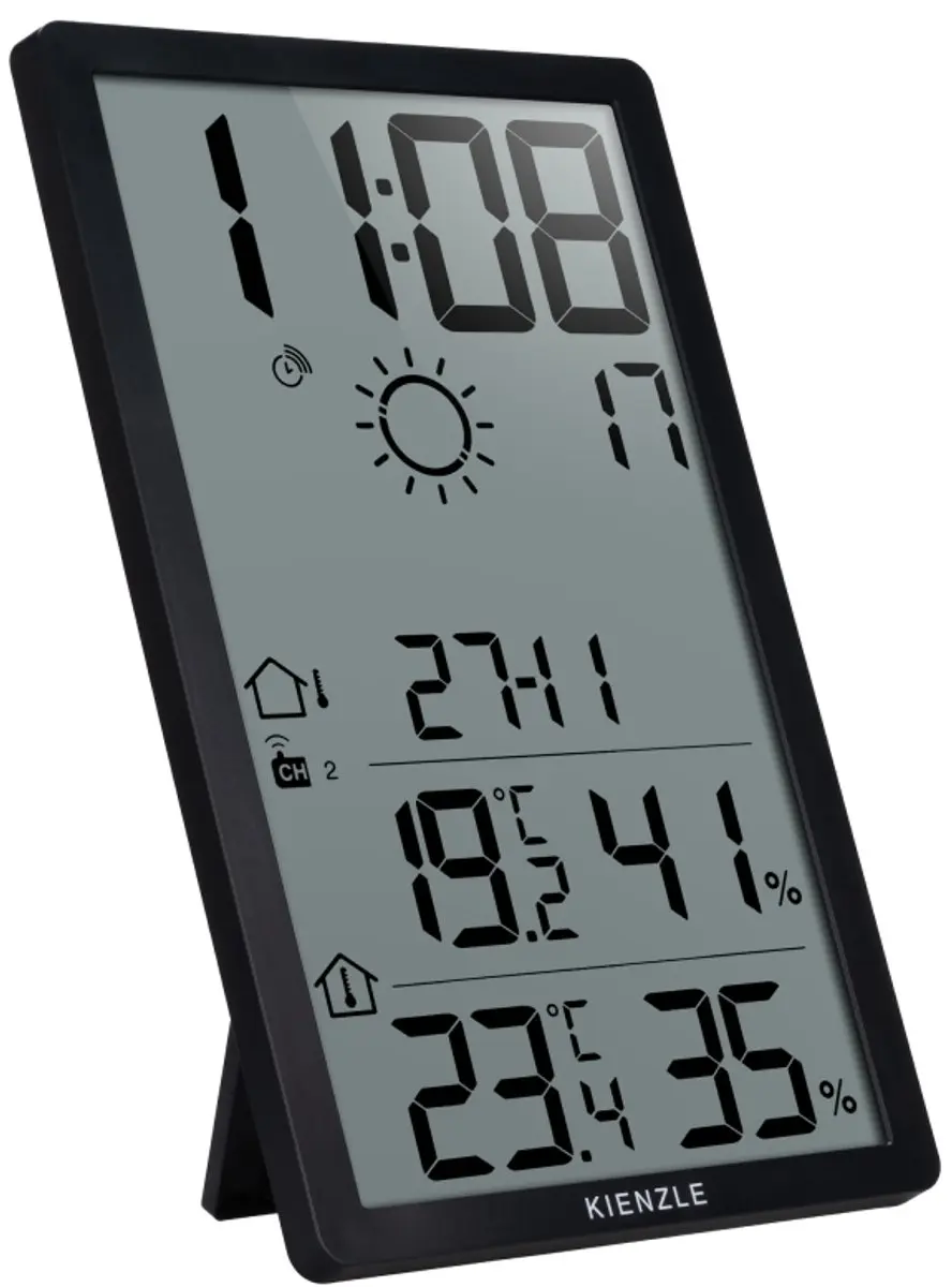 Bresser Kienzle Jumbo NEO LCD Wandklok Weerstation - Radiografisch - Zwart