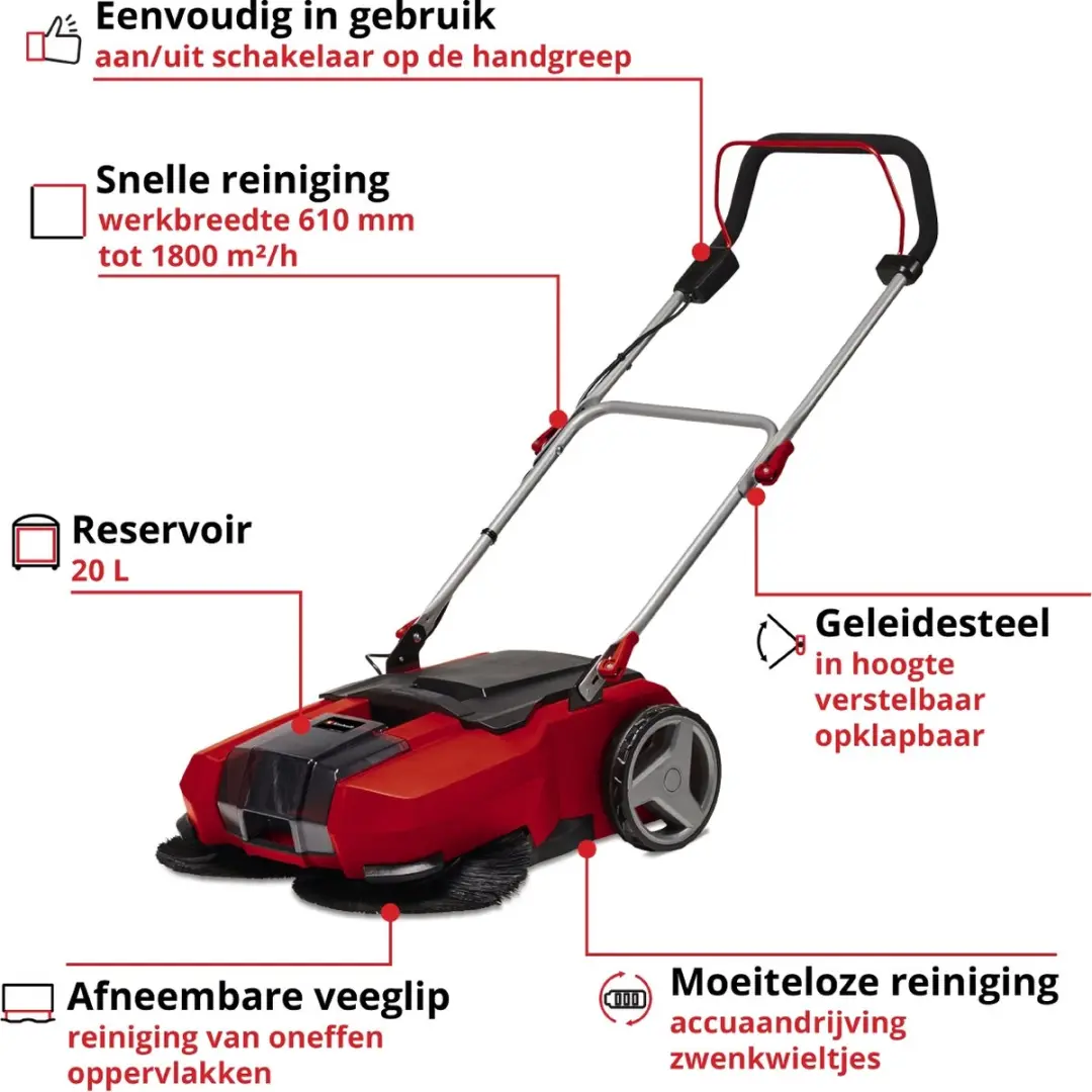 Einhell Accu Veegmachine TE-SW 18/610 Li Solo - 18V - 61cm