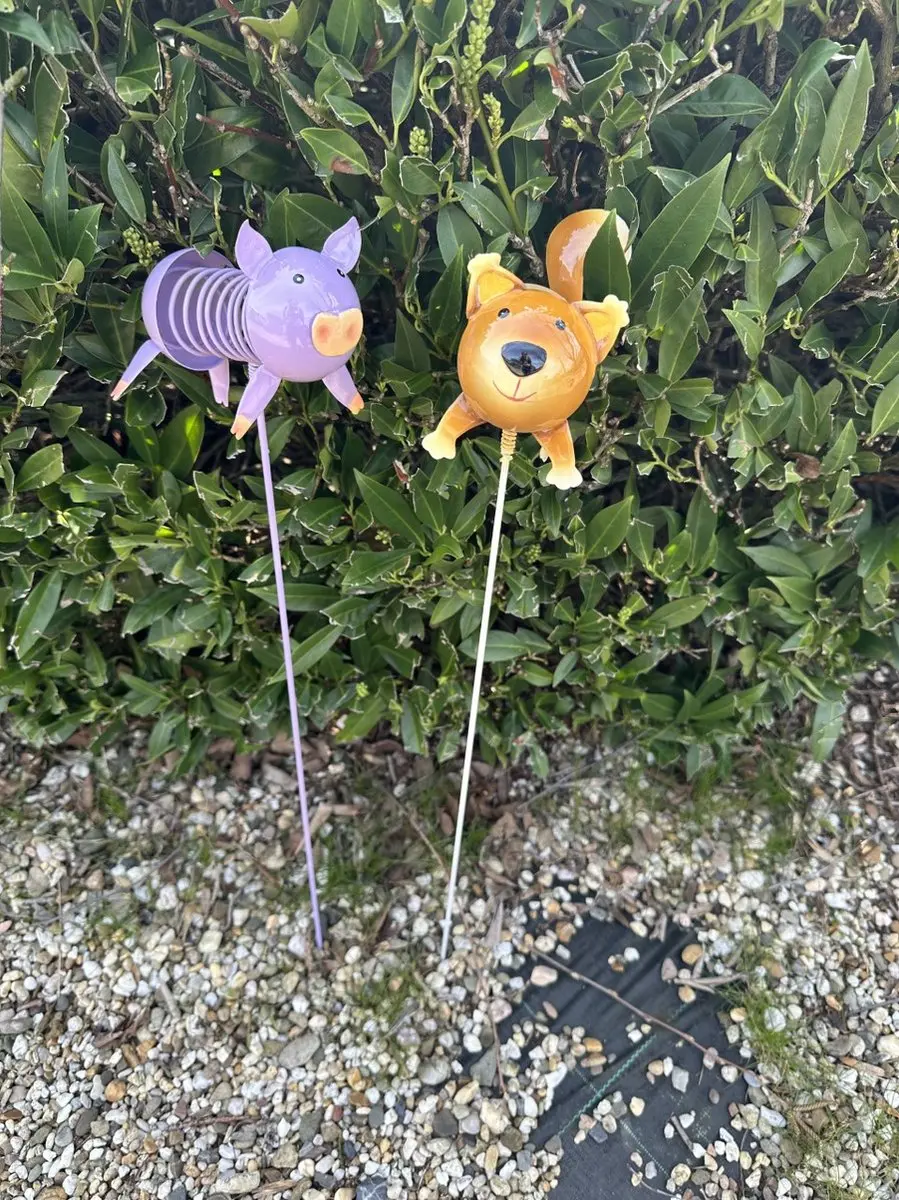Impuls Tuinstekers Varken & Hond - 2 Stuks - Paars/Bruin
