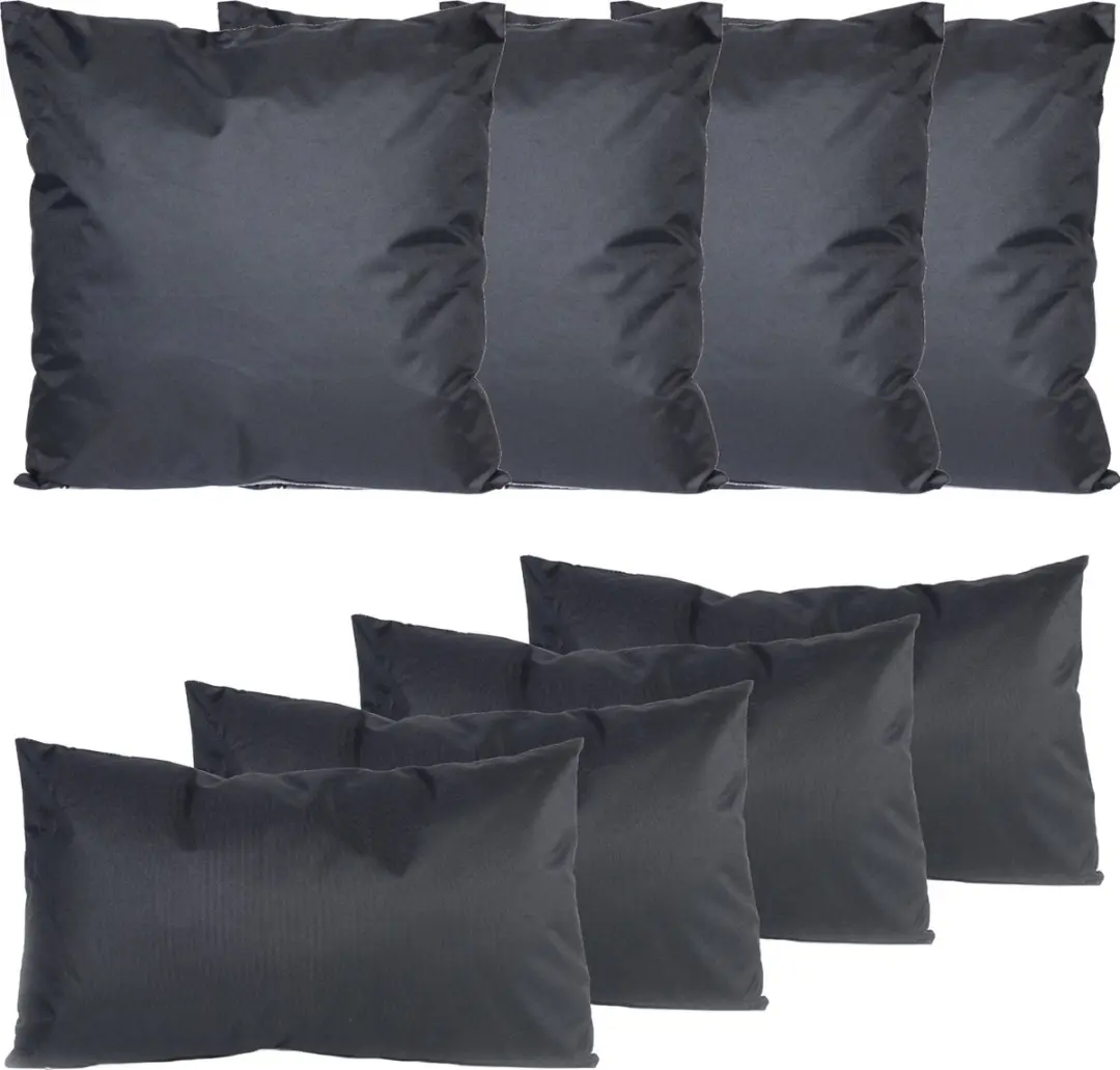 Anna's Collection Bank/Tuin Kussens Set 8 Stuks - Zwart