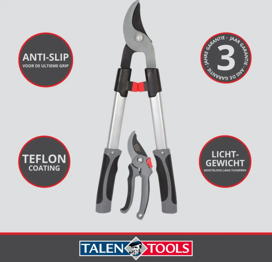 Talen Tools Snoeiset 2-delig Takken- & Snoeischaar Koolstofstaal