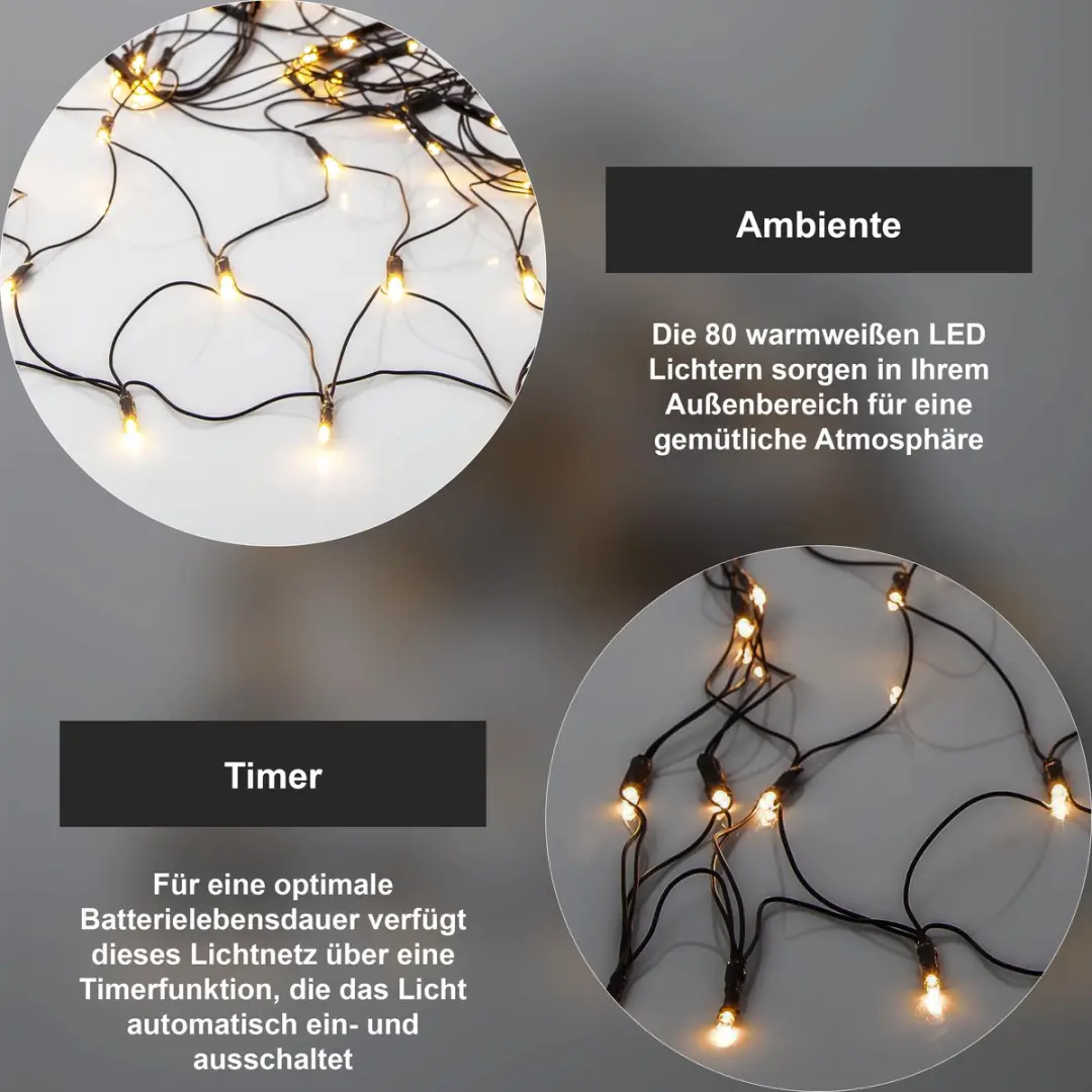 Star Trading Net LED-lichtketting 80 LED 150cm - Warm wit