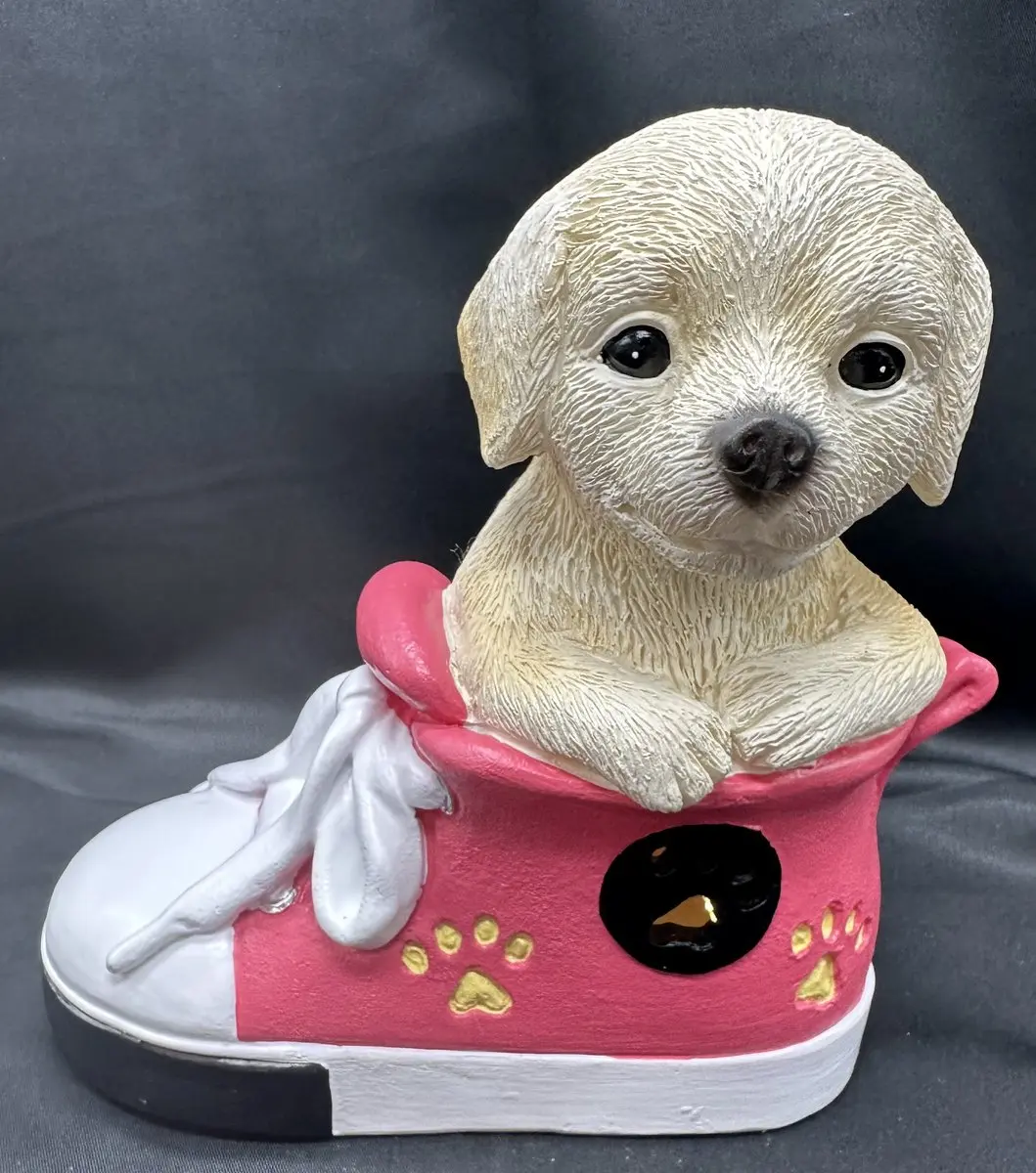 Impuls Tuin Dier op Schoen met LED - Hond - Beige/Rozeschoen