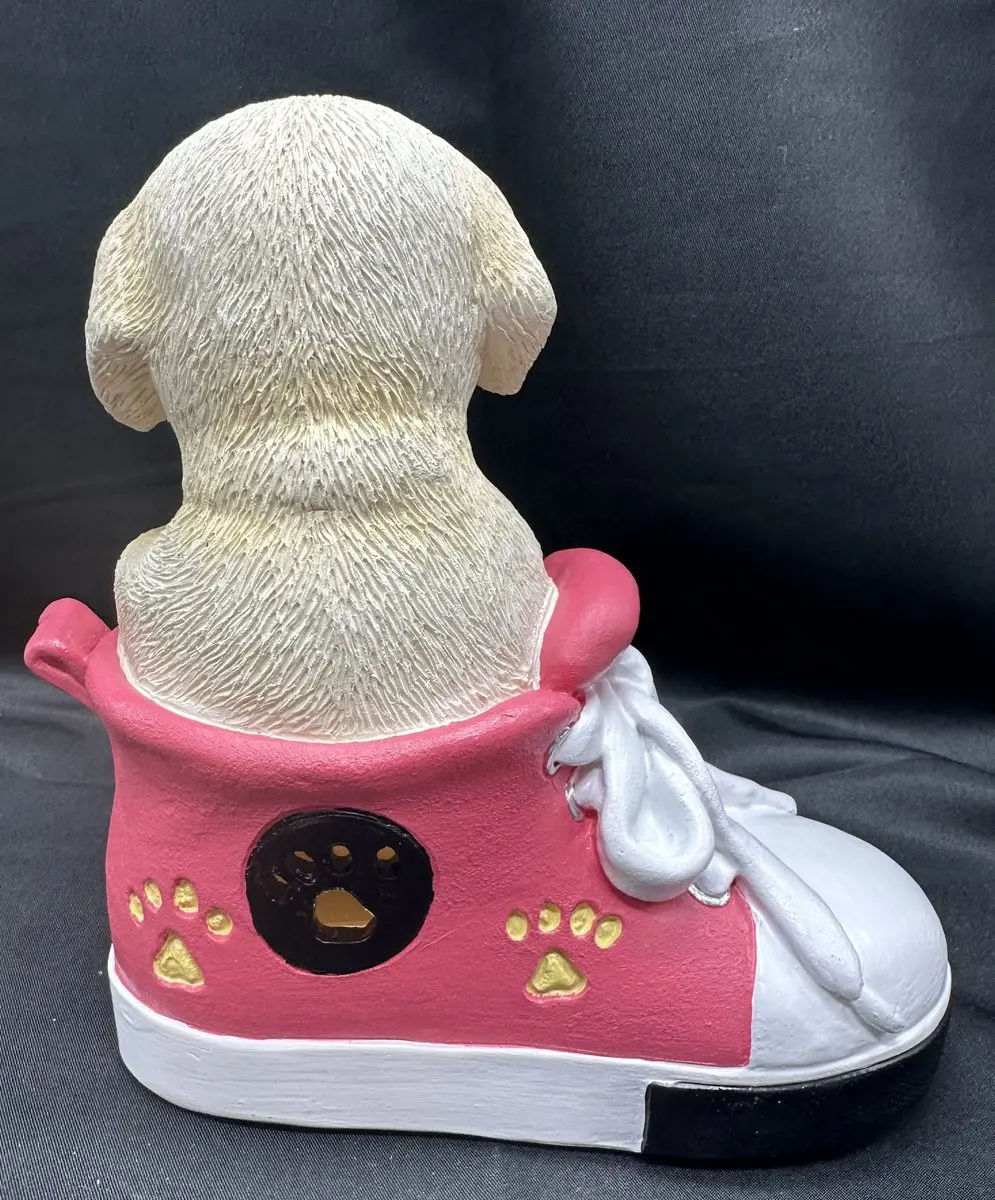 Impuls Tuin Dier op Schoen met LED - Hond - Beige/Rozeschoen