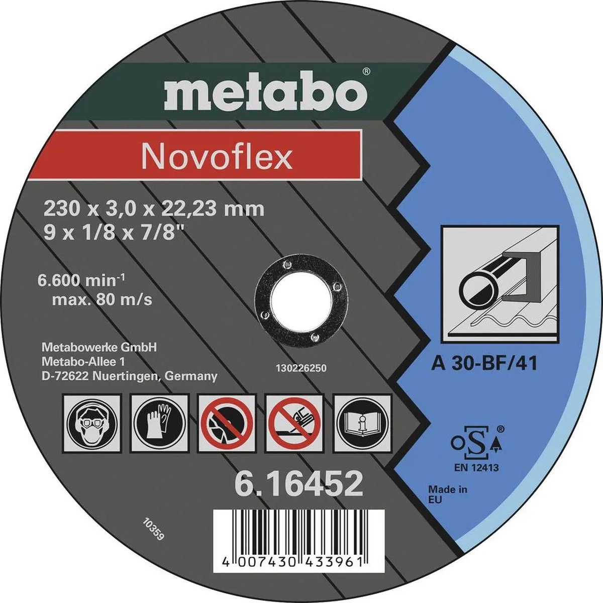 Metabo Novoflex 616452 Doorslijpschijf Metaal 230mm