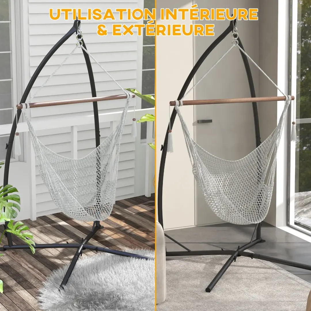 Outsunny Hangmatstoelstandaard 110x110x215cm - Zwart