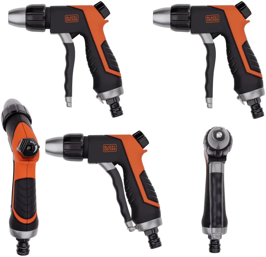 BLACK+DECKER Sproeikop voor Tuinslang - 4 standen - Zwart/Oranje