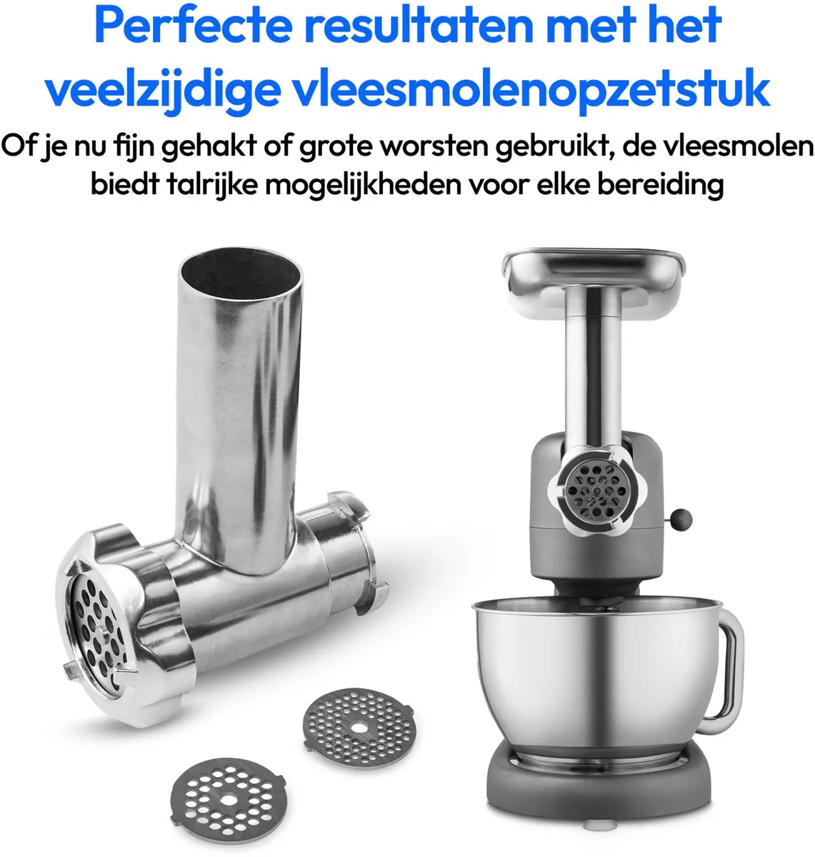 Medion MD12600 Keukenmachine met Vleesmolen 800W - 8 Snelheden - Titanium