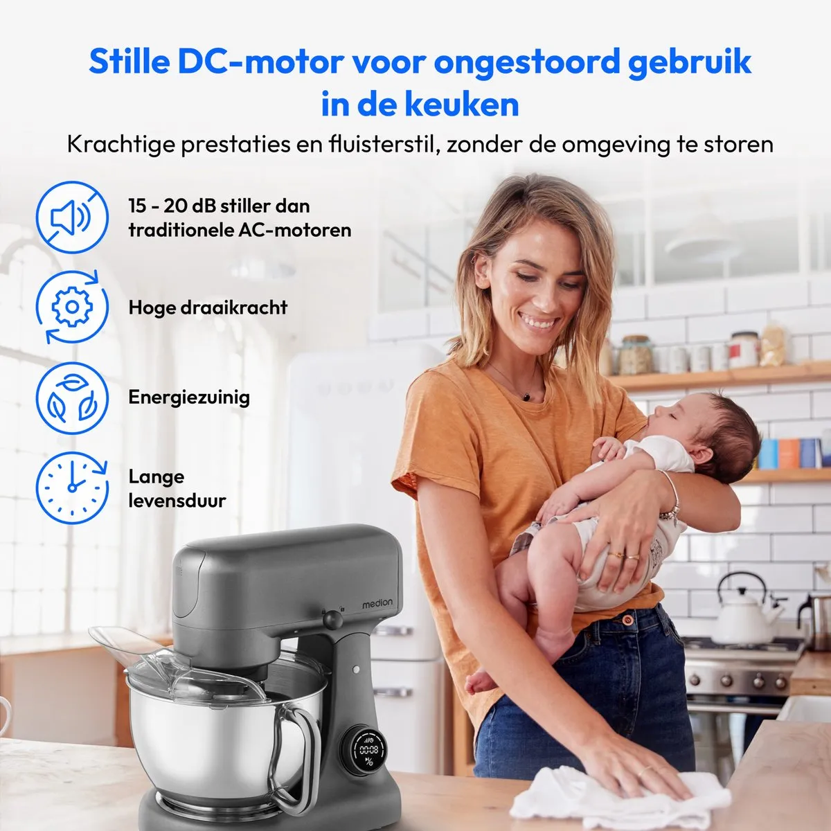 Medion MD12600 Keukenmachine met Vleesmolen 800W - 8 Snelheden - Titanium - afbeelding 6 van 6