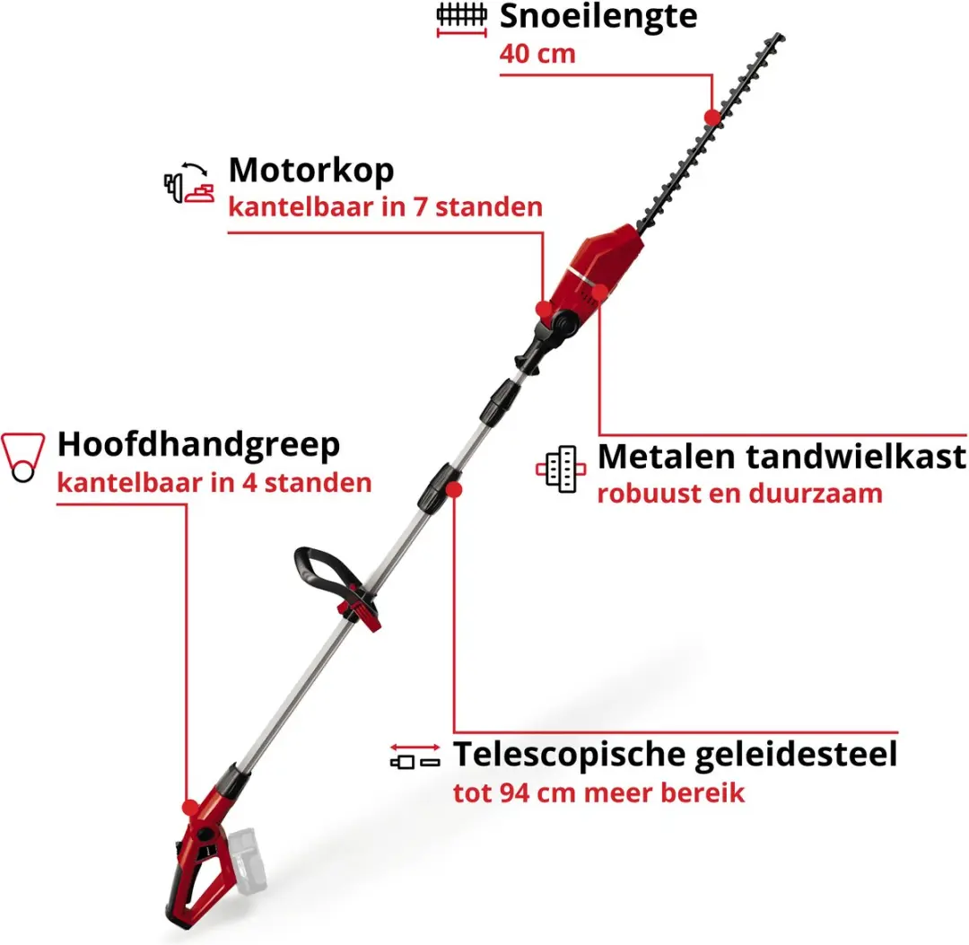 Einhell Accu Telescopische Heggenschaar GE-HH 18/45 Li T Solo - 18V - 40cm