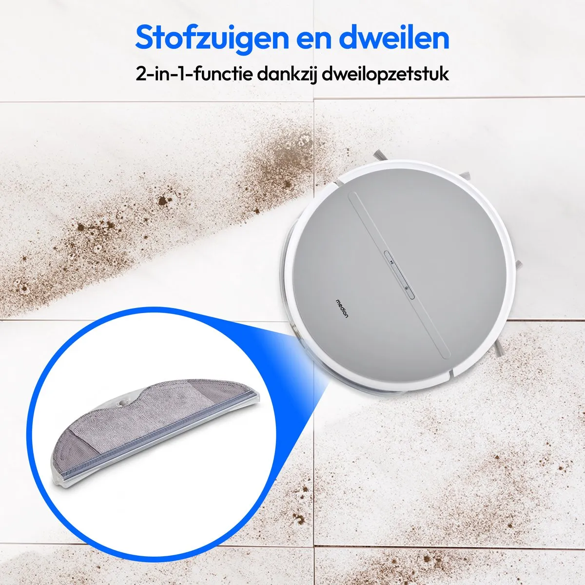 Medion E35 SW Robotstofzuiger met dweilfunctie 2000Pa - Wit - afbeelding 2 van 6