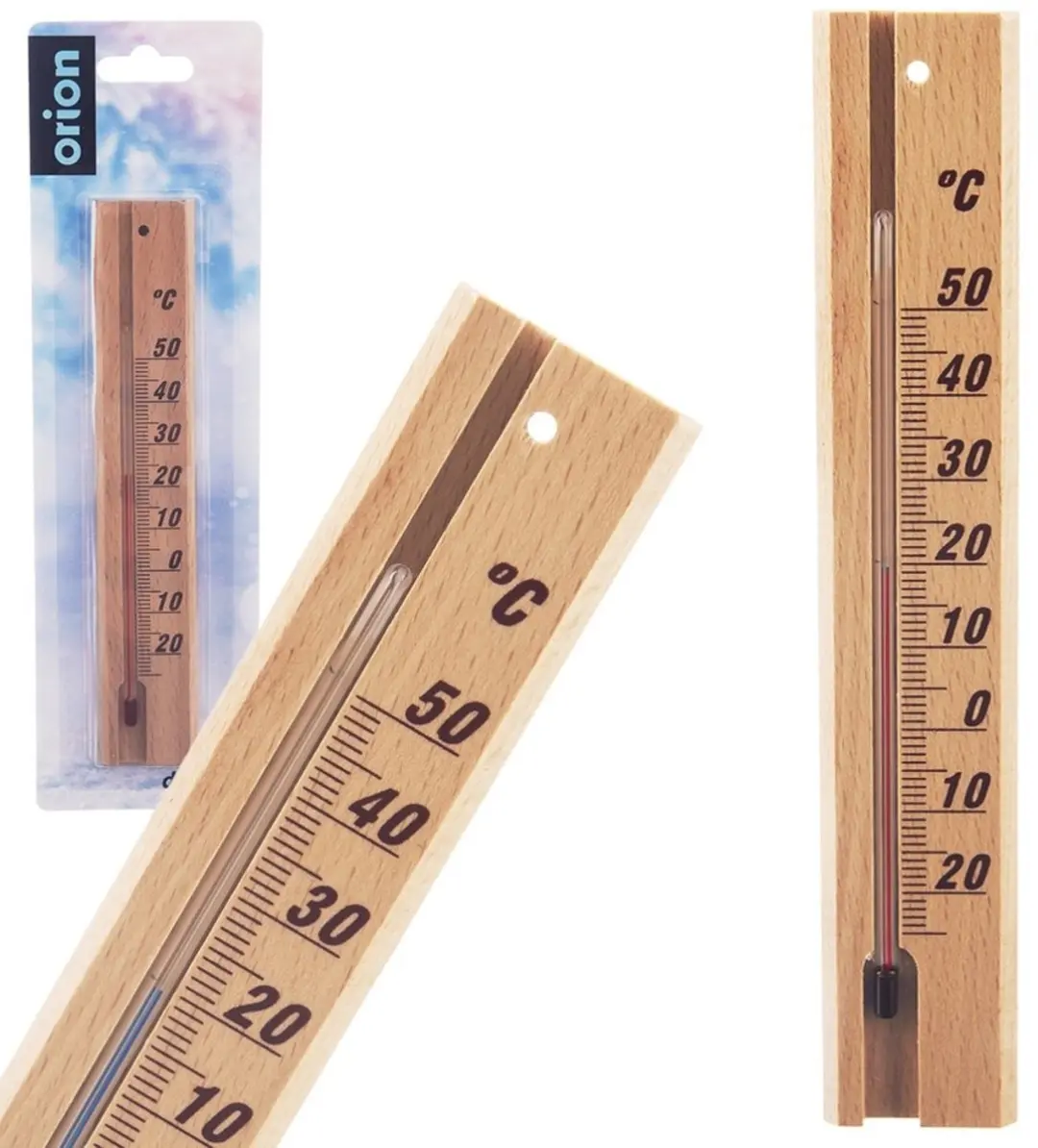 Orion Houten Buitenthermometer 20cm - Natuurlijk
