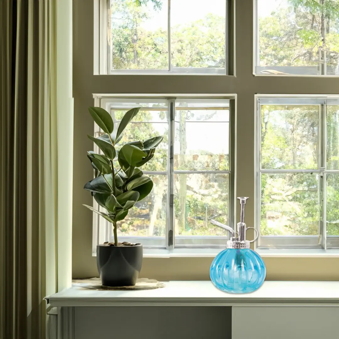 Esschert Design Plantenspuit Glas 15,5cm - Turquoise/Zilver