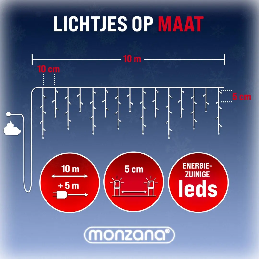 Monzana IJspegelverlichting 10m - 400LED Warmwit