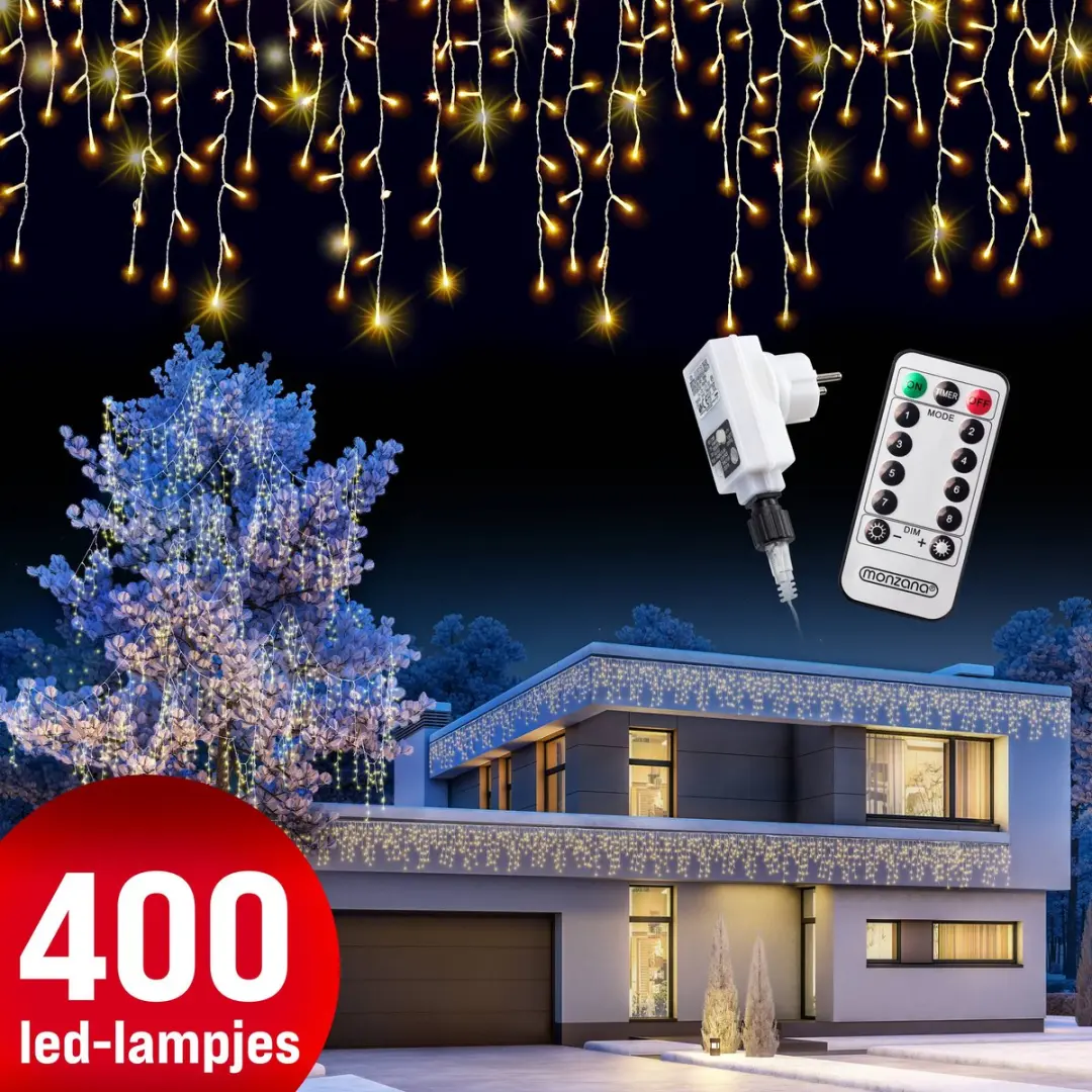 Monzana IJspegelverlichting 10m - 400LED Warmwit