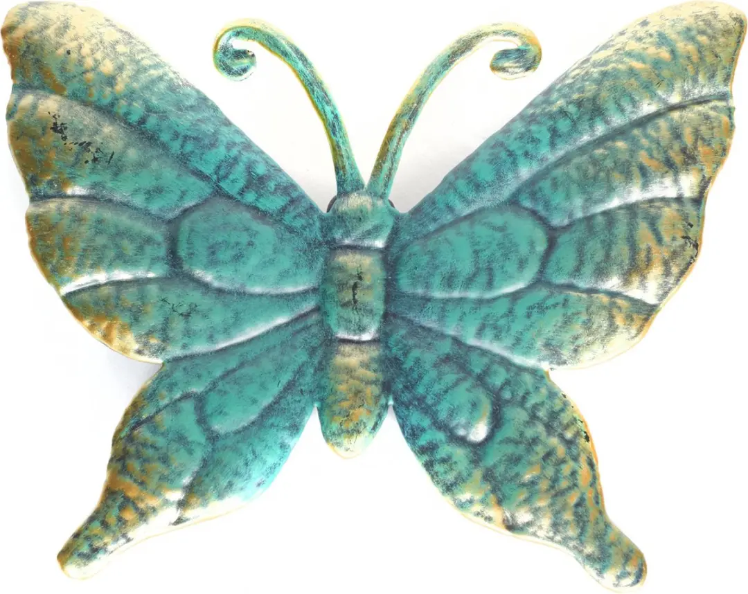 Anna's Collection Tuindecoratie Vlinder Metaal Turquoise/Goud 22cm