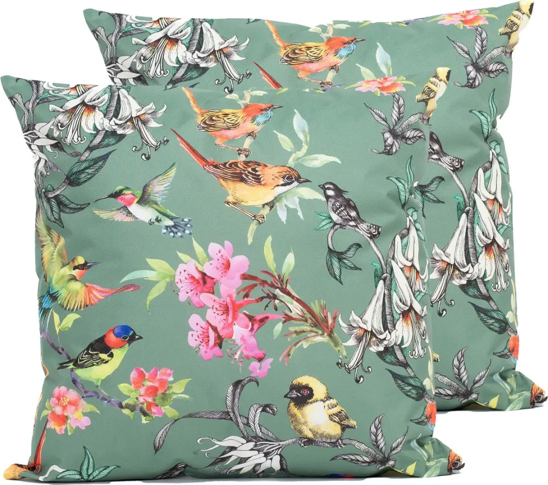 Anna's Collection Sierkussen Vogels Donkergroen 60x60cm