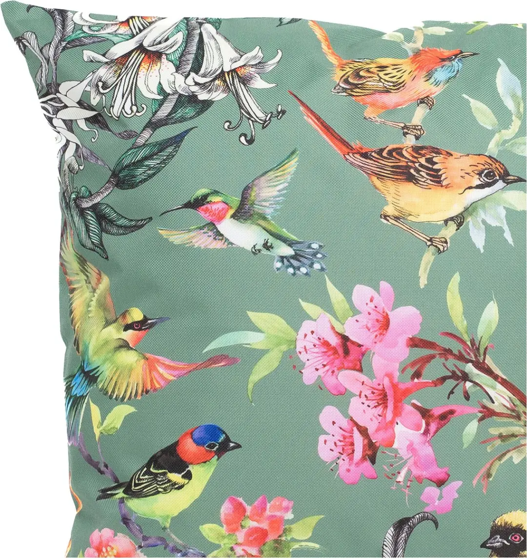 Anna's Collection Sierkussen Vogels Donkergroen 60x60cm - 2 Stuks