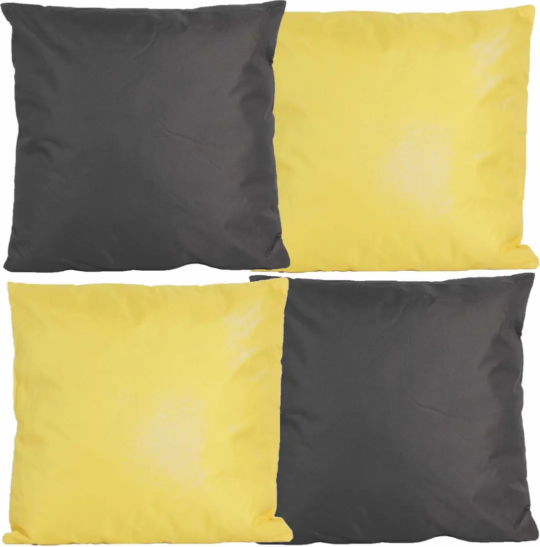 Anna's Collection Bankkussens 45x45cm - 4 Stuks - Geel/Antraciet Grijs